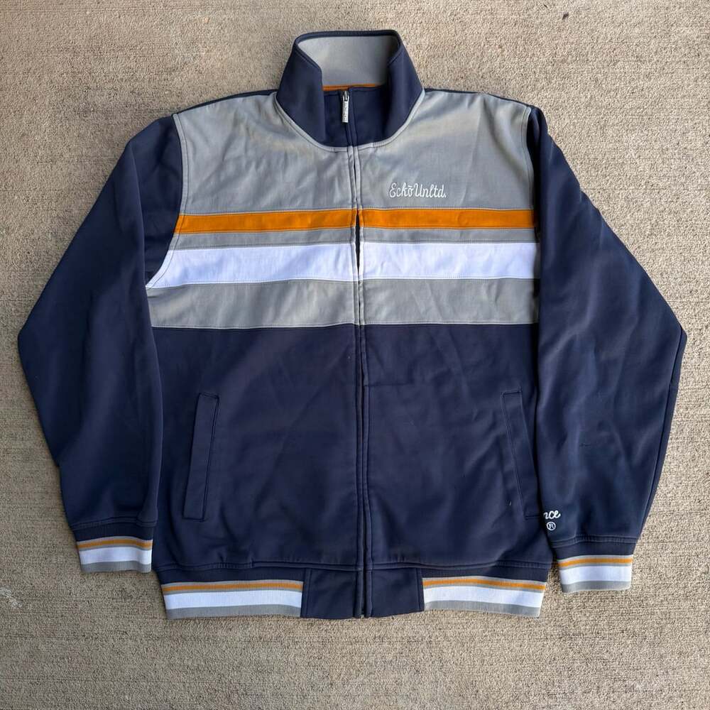 Ecko Unltd Track Jacket Size M Blue Striped Full Zip
